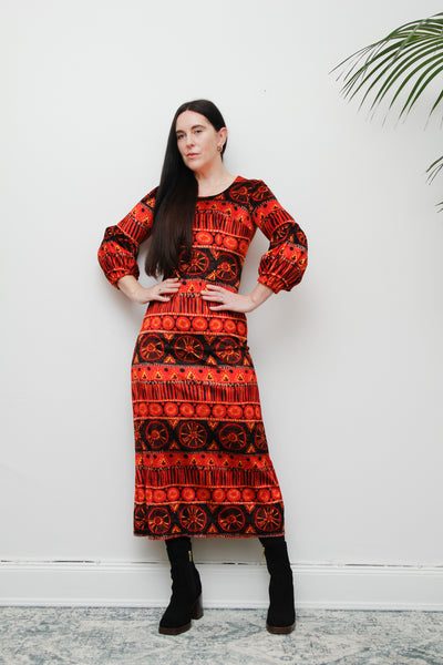 1970's Velvet Rare Bishop Sleeve Maxi Dress