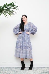 Original Floral Indian Cotton Gauze Smock Dress 1970's