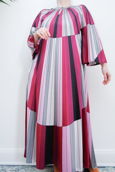 1970’s Studio 54 Stripe Kaftan Maxi Dress Rare