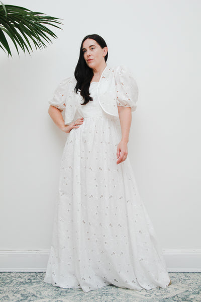 1970's Vera Mont Prairie Cotton Floral Anglaise Maxi Dress