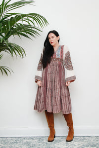 Vintage 1970's Indian Block Kaftan Dress