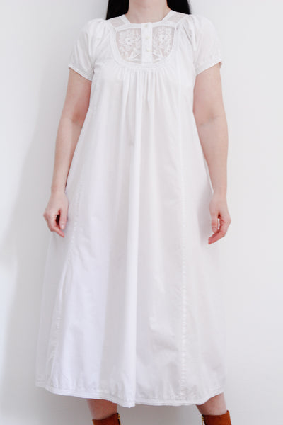 Antique White Cotton Smock Dress