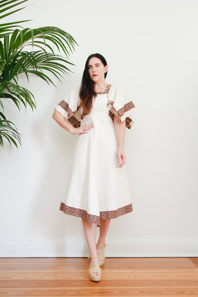 Vintage Kaftan Cotton Midi Dress