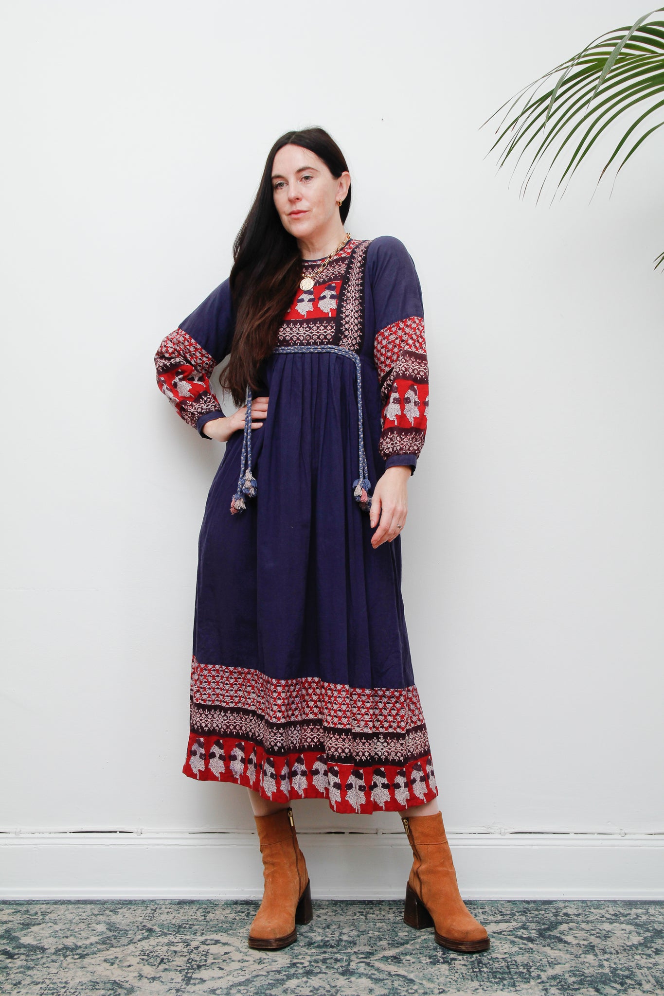 1970's Indian Cotton Block Folklore Dress Rare