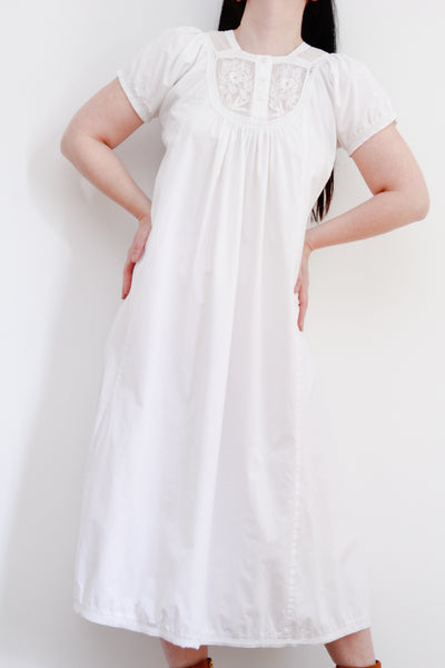 Antique White Cotton Smock Dress