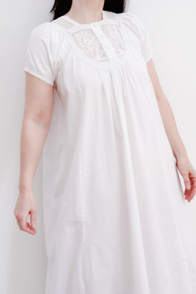 Antique White Cotton Smock Dress