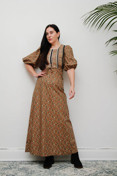 1970's Floral Cotton Maxi Dress