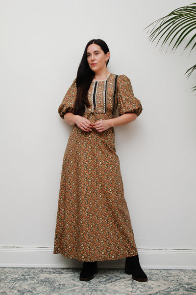 1970's Floral Cotton Maxi Dress