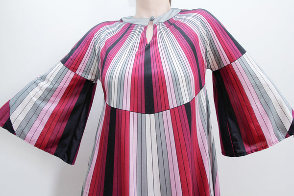 1970’s Studio 54 Stripe Kaftan Maxi Dress Rare