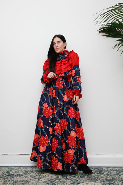 Vintage Floral Gothic Victorian Maxi Dress