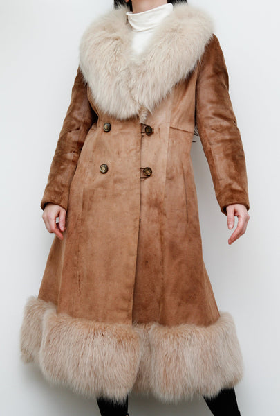Vintage Fur Fox Princess Maxi Coat