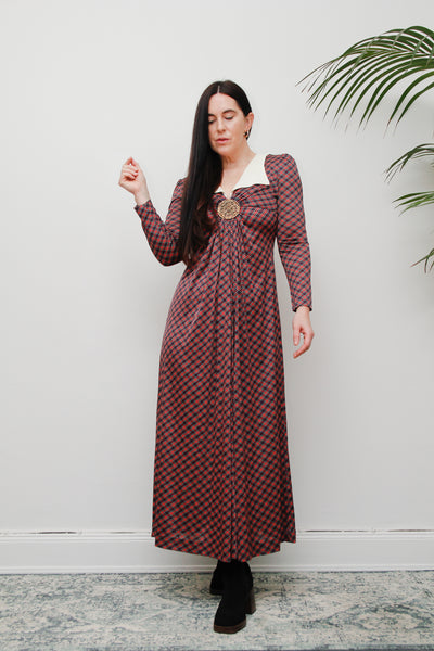 Vintage Tartan Peter Pan Collar Maxi Dress