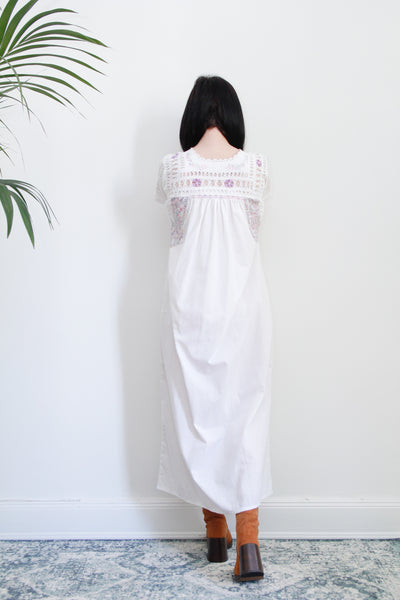 Original Vintage 1970's Traditional Oaxacan Mexican Maxi Dress