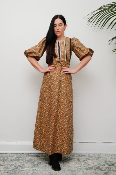 1970's Floral Cotton Maxi Dress