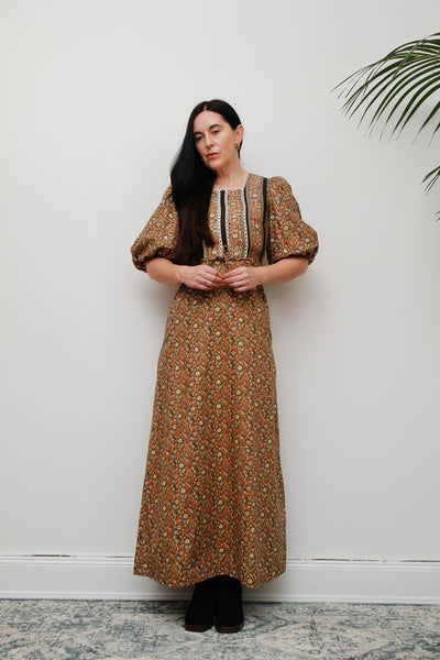 1970's Floral Cotton Maxi Dress