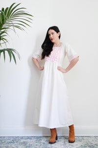 1970's Vintage Patchwork Cotton Prairie Kaftan Mxi Dress