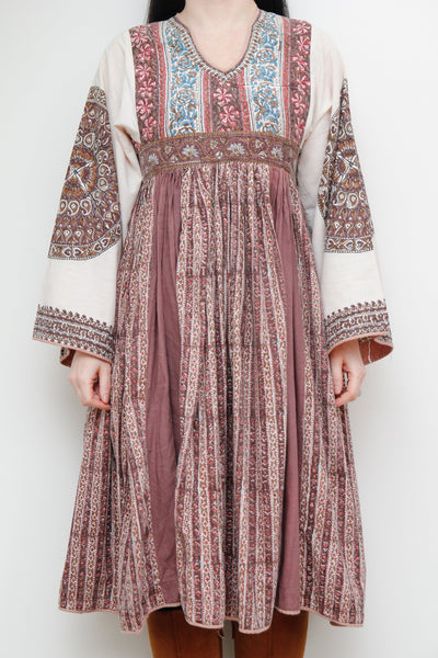 Vintage 1970's Indian Block Kaftan Dress