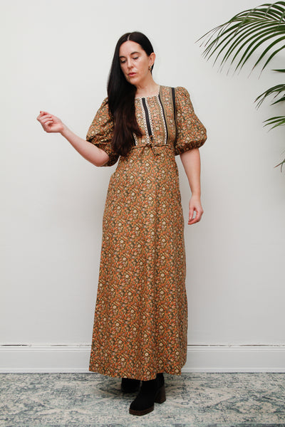 1970's Floral Cotton Maxi Dress