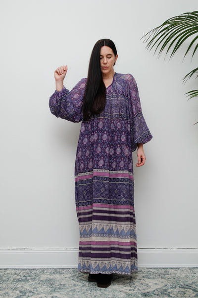 Vintage Indian Cotton Gauze 1970's Maxi Dress