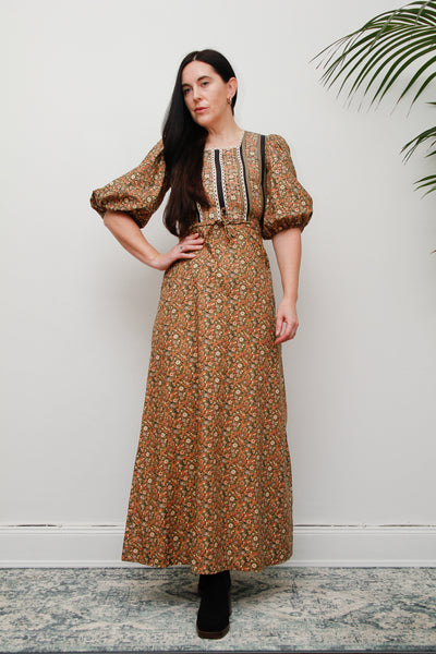 1970's Floral Cotton Maxi Dress