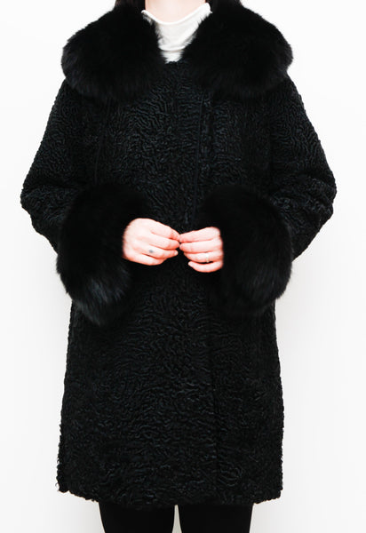 Vintage 1960's Astrakhan Persian Lamb Fur Coat