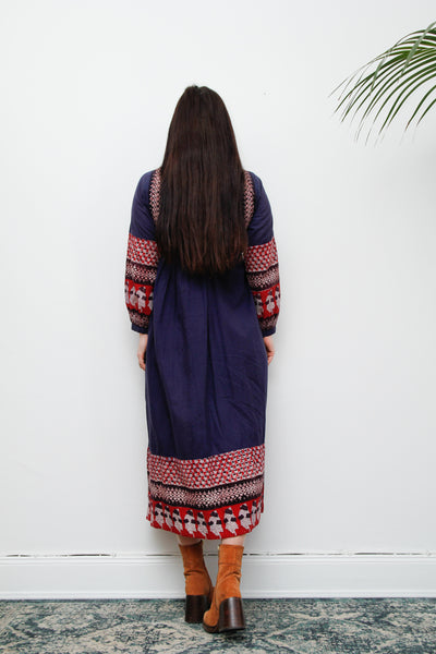 1970's Indian Cotton Block Folklore Dress Rare