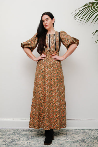 1970's Floral Cotton Maxi Dress