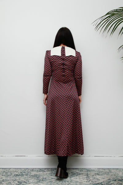 Vintage Tartan Peter Pan Collar Maxi Dress