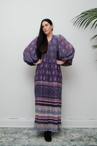 Vintage Indian Cotton Gauze 1970's Maxi Dress