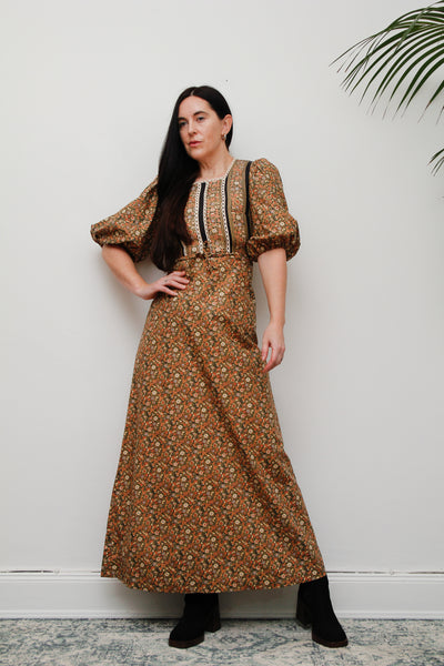 1970's Floral Cotton Maxi Dress