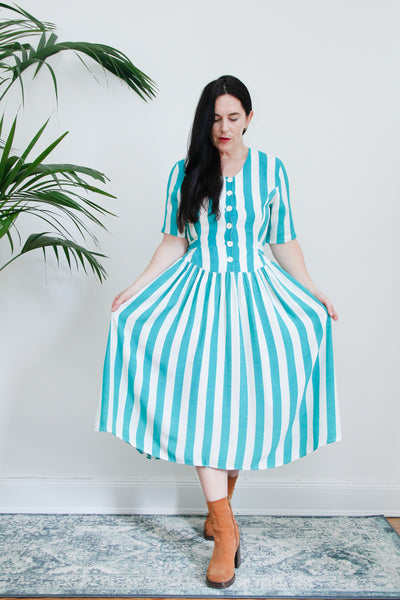 1980's Summer Stripe Prairie Dress