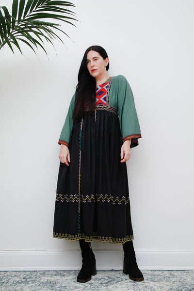 Vintage Afghan Cotton Kaftan Maxi Dress