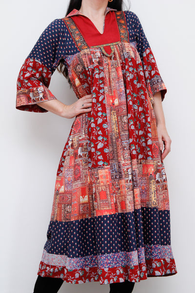 1970's Rare Afghan Folklore Kaftan Dress
