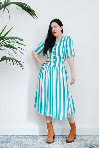 1980's Summer Stripe Prairie Dress