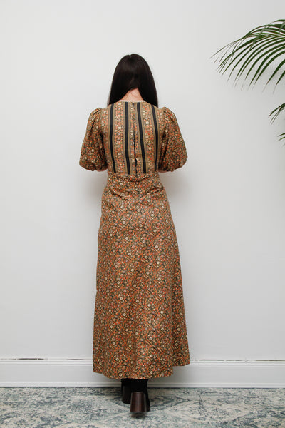 1970's Floral Cotton Maxi Dress