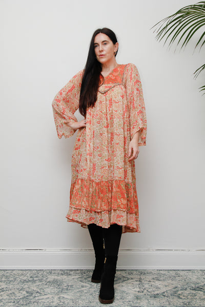 Vintage Indian Cotton Gauze 1970's Maxi Dress