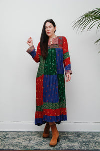 1970's Rare Floral Patchwork Afghan Dress