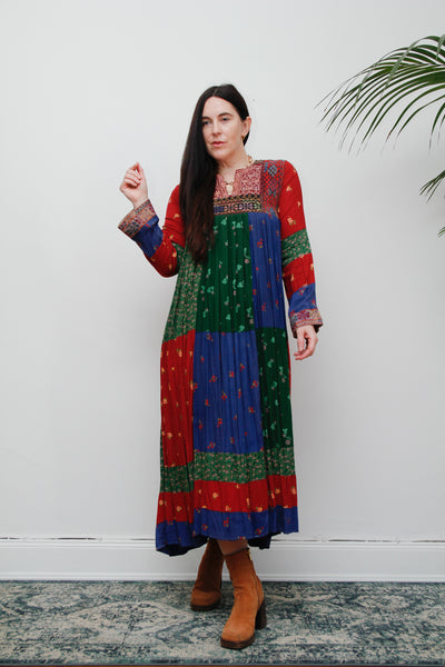1970's Rare Floral Patchwork Afghan Dress
