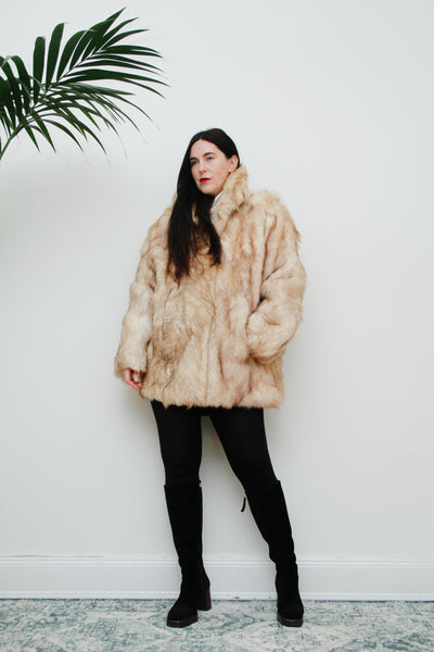 Vintage Cream Goat Hair Fur Coat