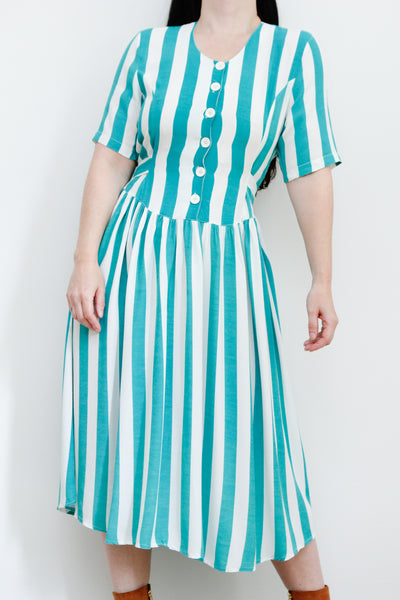 1980's Summer Stripe Prairie Dress