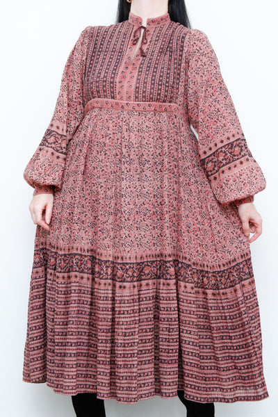 Vintage Floral Rare Indian Cotton Folklore  Dress