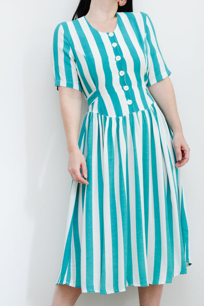 1980's Summer Stripe Prairie Dress