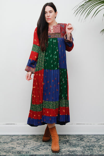 1970's Rare Floral Patchwork Afghan Dress