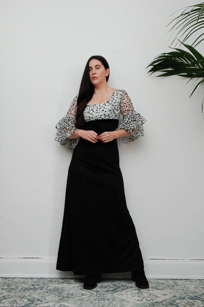 Vintage Gothic Lace Velvet Maxi Dress