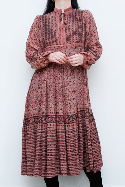 Vintage Floral Rare Indian Cotton Folklore  Dress