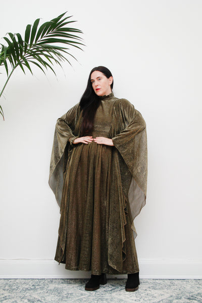 1970's Lurex Metallic Disco Kaftan Maxi Dress