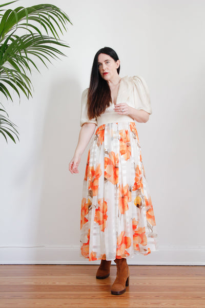 Vintage 1970's Pure Silk Floral Maxi Dress