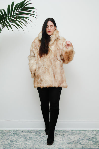 Vintage Cream Goat Hair Fur Coat