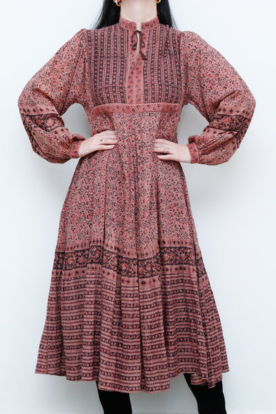 Vintage Floral Rare Indian Cotton Folklore  Dress