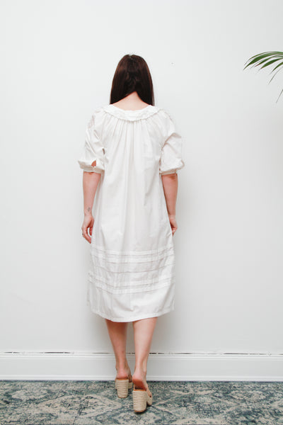 1970’s White Cotton Cutwork Floral Dress